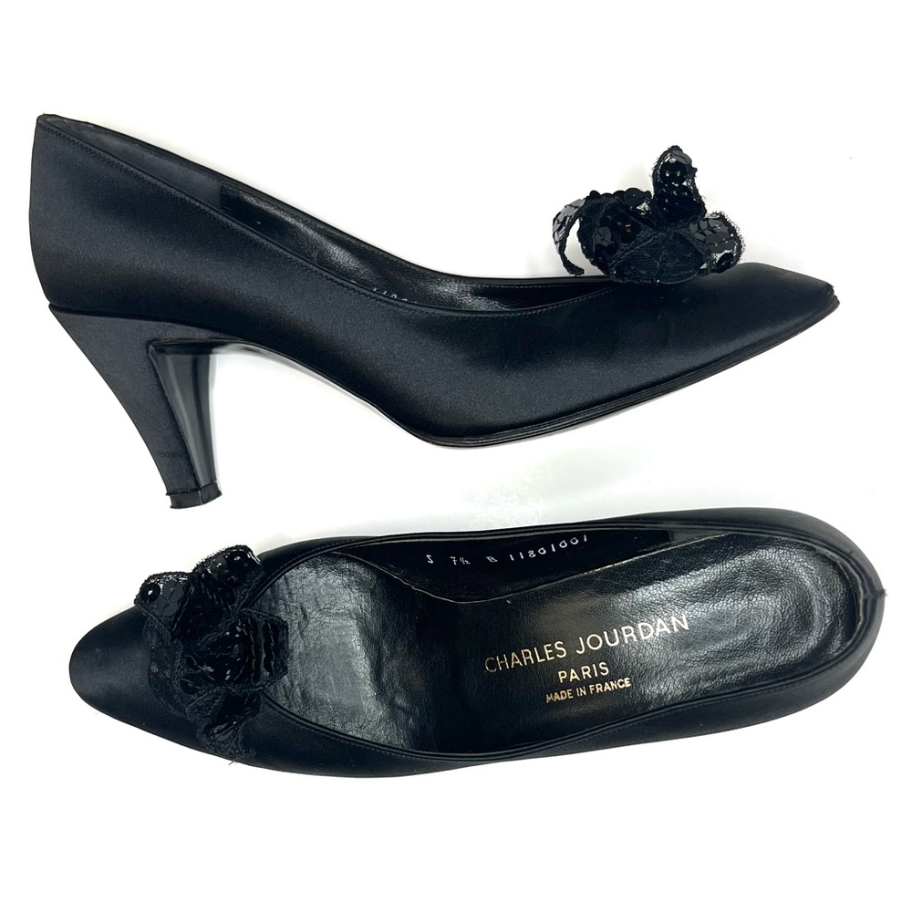 Vintage Charles Jourdan Paris Satin Pumps View 2